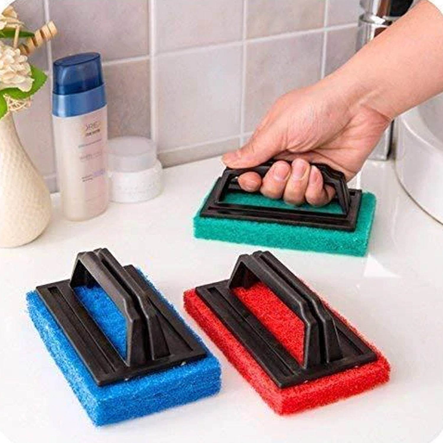 0222 Handle Scrubber Brush widely used by all types of peoples for washing utensils and stuffs in all kinds of bathroom and kitchen places etc. DeoDap 0222 Handle Scrubber Brush widely used by all types of peoples for washing utensils and stuffs in all kinds of bathroom and kitchen places etc. DeoDap